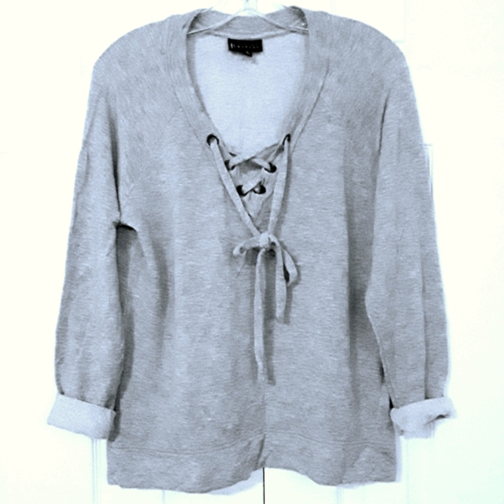 Bobeau Lace Up Sweater
